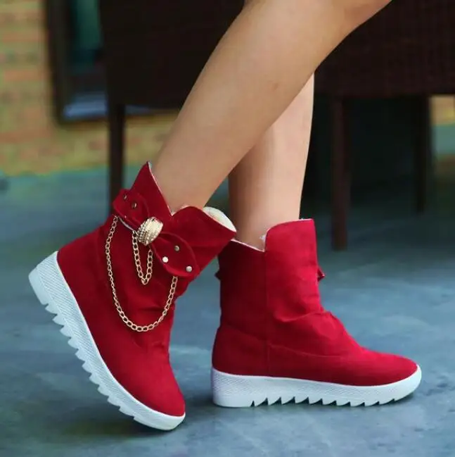 2015 New Arrival Hot Sale Women Boots Solid Slip-On Soft Cute Snow Round Toe Flat with Winter Shoes | Обувь