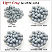 chengkai 100pcs light grey silicone lentil teether beads diy 127mm bpa free round 9mm 12mm 15mm baby teether accessories