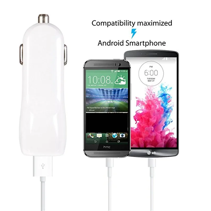 2 usb Автомобильное зарядное устройство + micro зарядка для huawei p smart 6c pro samsung galaxy s6 s7 a3 a5