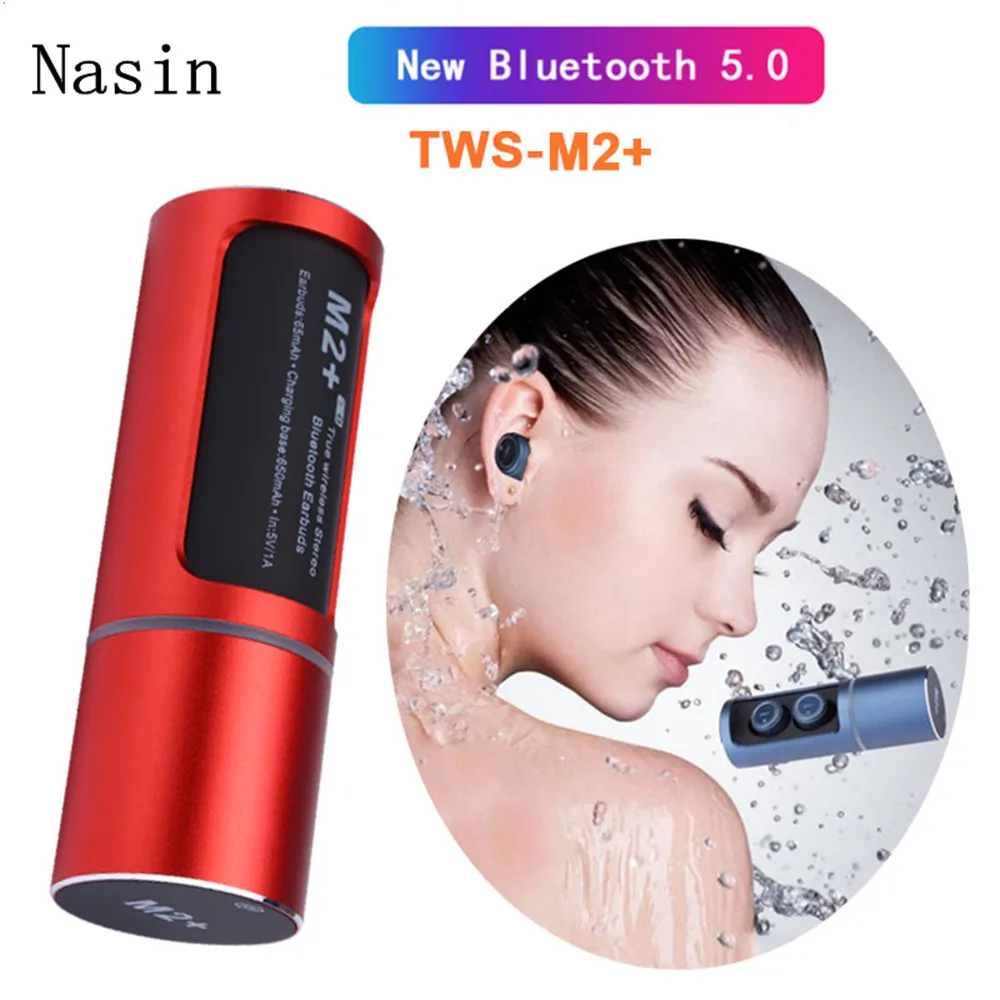 Nasin M2+ TWS True 5,0 Bluetooth наушники-вкладыши мини шумоподавление и водонепроницаемые наушники с зарядным устройством
