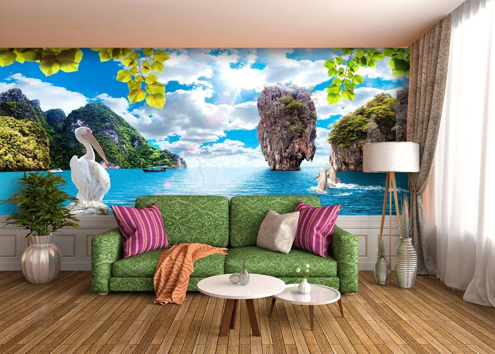 

[Self-Adhesive] 3D Dolphin Animal Sea Island 12 Wall Paper mural Wall Print Decal Wall Murals