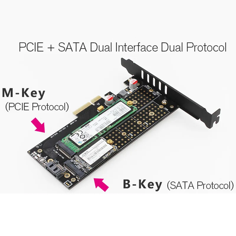 JEYI SK7 M.2 NVMe SSD NGFF для PCI-E X4 адаптер M ключ B ключ двойной интерфейс карты Поддержка PCI-E3.0 двойное напряжение 12 В+ 3,3 В SATA3