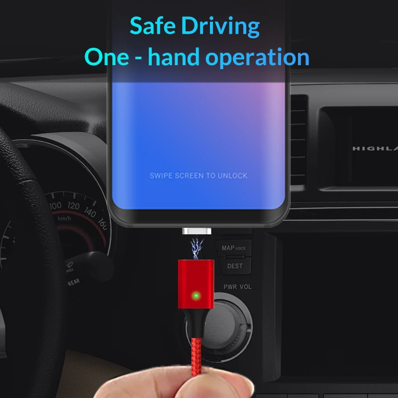 TOPK 1 м светодиодный магнитный кабель Micro usb type C для samsung Xiaomi huawei LG Магнитный