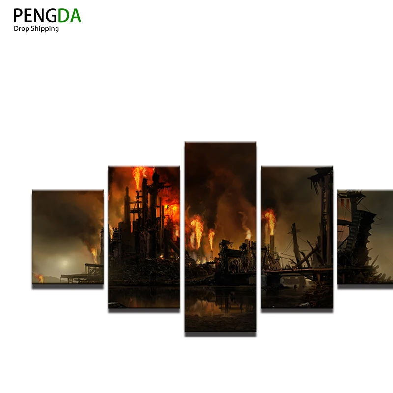 5 панельная картина PENGDA рамы с изображением игровой сцены современное искусство
