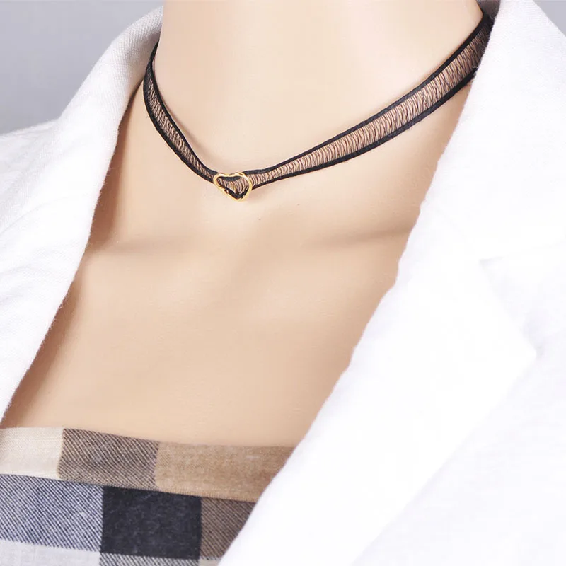 Dazz Fashion Hip Hop Style Heart Shape Black Lace Copper Choker Necklace Collar Jewelry Lady Women Girls Party Neck Accessories | Украшения