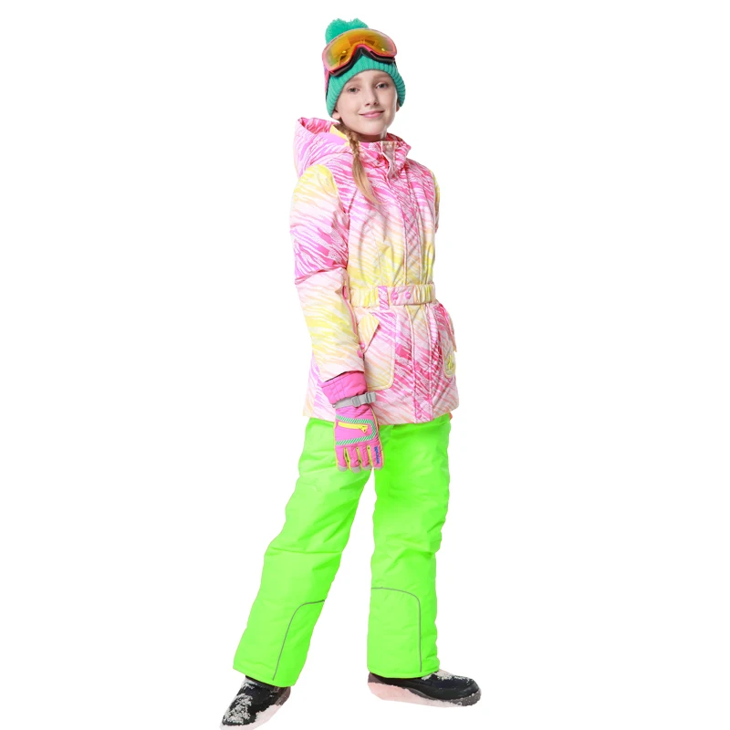 2019 Winter Girls Skiing Sets Jackets Overalls Outdoor Children Snow Suits Waterproof Snowboard Kids Sports Clothes |