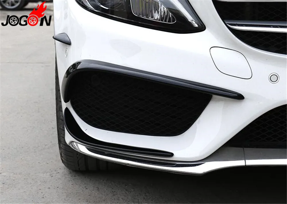 ABS черный рояль переднего бампера с Боковым Разрезом и сплиттер для Benz C Class W205 C205 спортивные