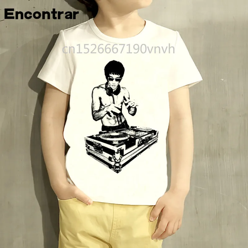 Футболка для маленьких мальчиков и девочек с дизайном Crazy DJ Bruce Lee Детские