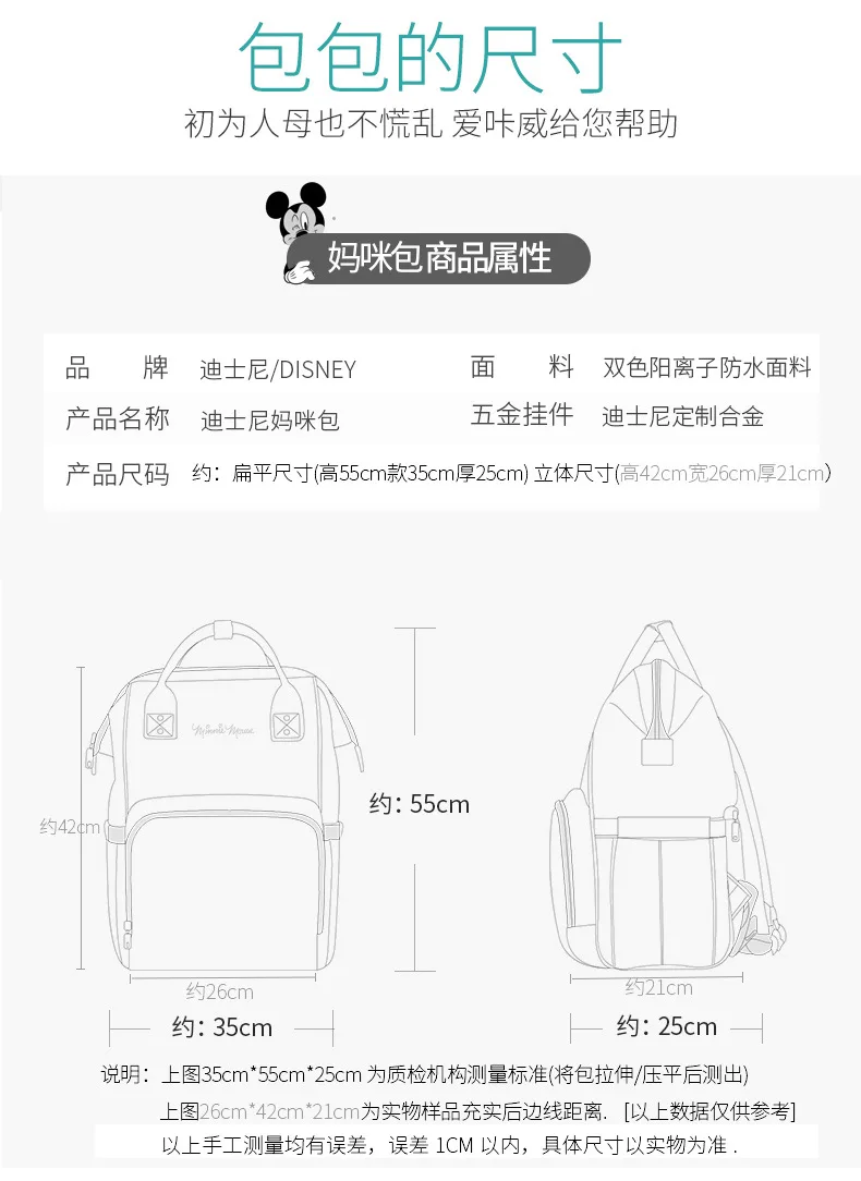 Сумка для подгузников disney, рюкзак Bolsa Maternidade, водонепроницаемая сумка для коляски, USB, детская бутылочка, грелка, Микки, Минни, дорожный рюкзак для мам