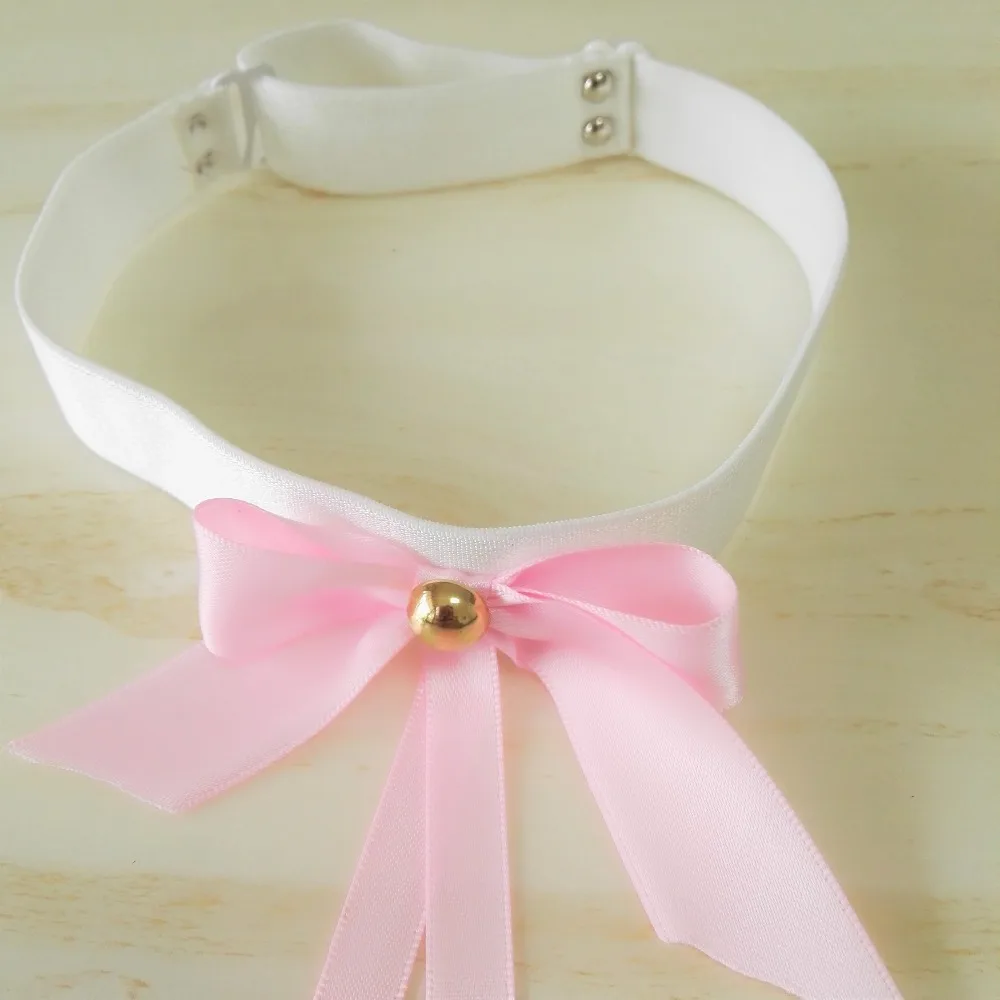 Женская мода харадзюку колье ручной работы с заклепками ленты милый розовый бант