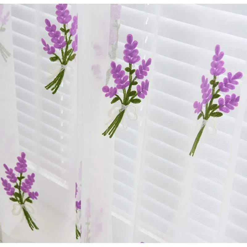 Lavender Embroidered Curtains For Living Room Rustic High Quality Blinds Window Bedroom Purple Rideaux Tulle Voile|curtains for|embroidered