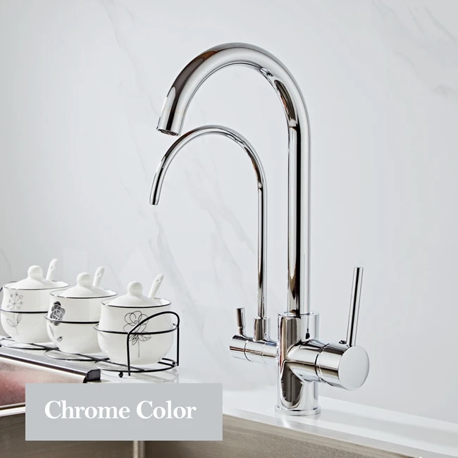 Chrome Color Водяной фильтр краны кухонные смесители Смеситель питьевой воды фильтр многоцветный кухонный кран раковина кран водопроводный кран черный белый CF-0176H - Цвет: Chrome Color