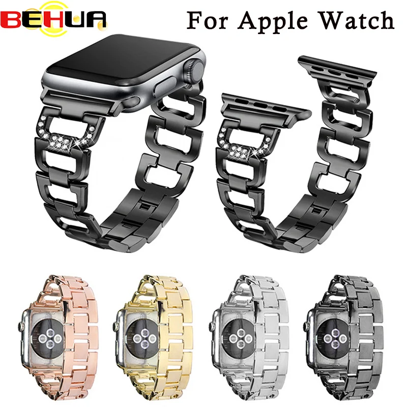 Ремешок из нержавеющей стали для Apple Watch Band черный/серебристый/розовый/золотистый