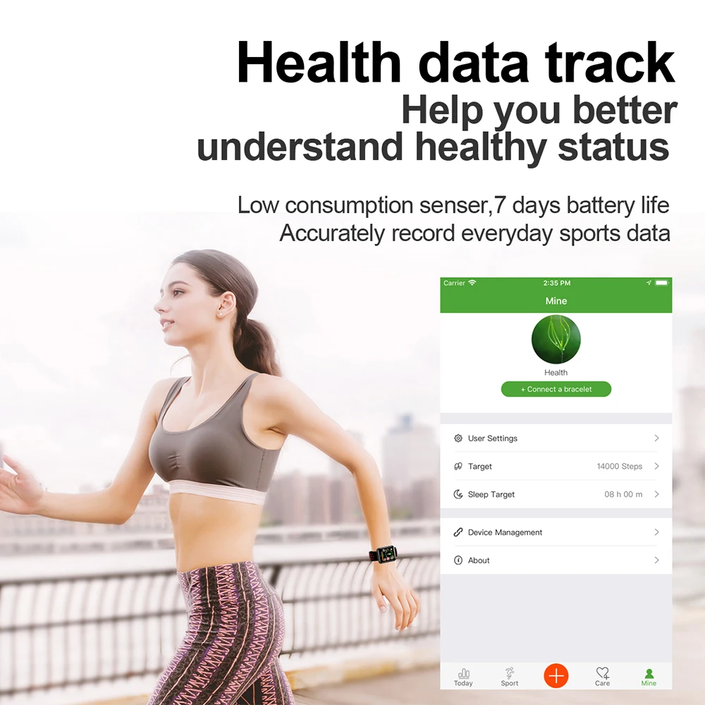 Makibes CK01 Smart Band Для мужчин 1 54 Цвет Экран Фитнес трекер часы кровяное давление IP68