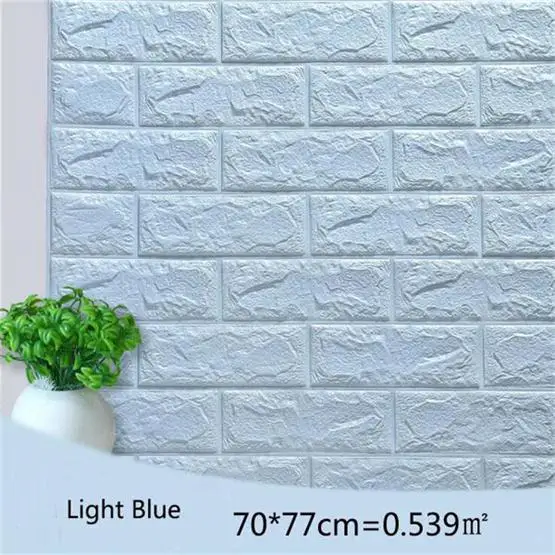 Light Blue 70*77 см* 8 шт. 3D PE пенка, камень, кирпичная панель, наклейка на стену, домашний декор, ТВ, диван, Настенная роспись, малыш, безопасный, самоклеющиеся, DIY обои - Цвет: Light Blue