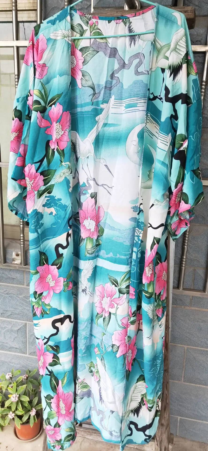 Saida De Praia женские пляжные Купальные платья, летняя одежда для купания, накидка, хлопок, зеленая подошва, принт Журавля, свободный размер