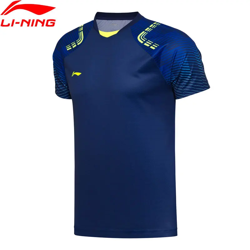 Li-Ning, мужские профессиональные футболки для бадминтона, Стандартная посадка, дышащая удобная подкладка, Спортивная футболка для соревнований, футболка, AAYN031