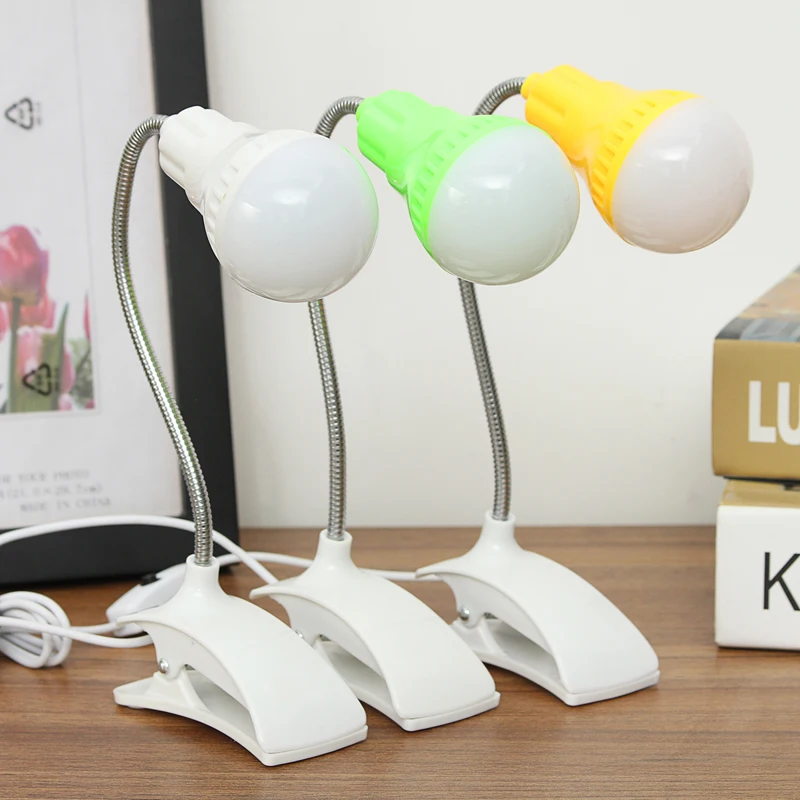 Портативный 360 регулируемый светодиодный ночник с зажимом и USB разъемом