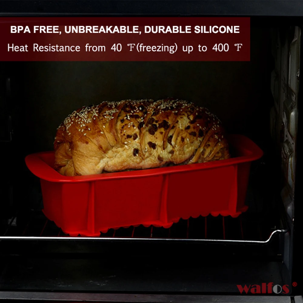 WALFOS Силиконовая прямоугольная форма для выпекания хлеба и кекса|loaf pan|french breadsilicone