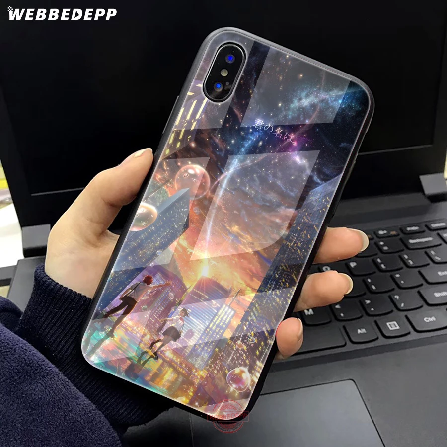 WEBBEDEPP kimonawa ваше имя японское аниме чехол для телефона из закаленного стекла Apple