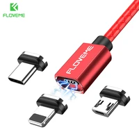 floveme magnetic cable micro usb type c for iphone 13 lightning cable for xiaomi 12 3a fast charging wire type c charger cables