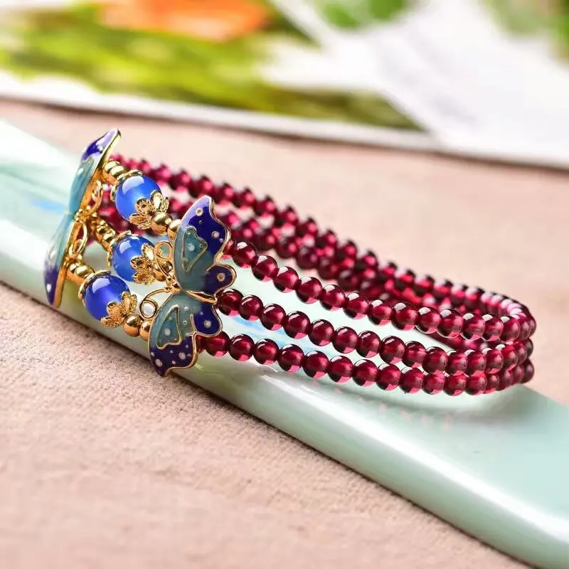 Браслеты из натурального граната многослойные украшения для девушек и женщин