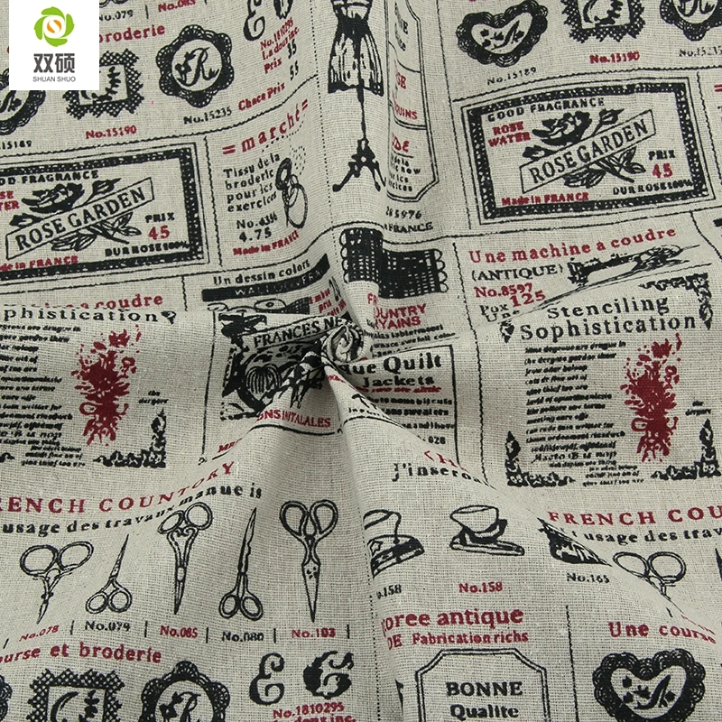 100% Печать Ножницы Хлопок Льняной Ткани Текстиль Швейные Ткани Для Украшения Дома Скатерть Занавес 50 х 155 см M23