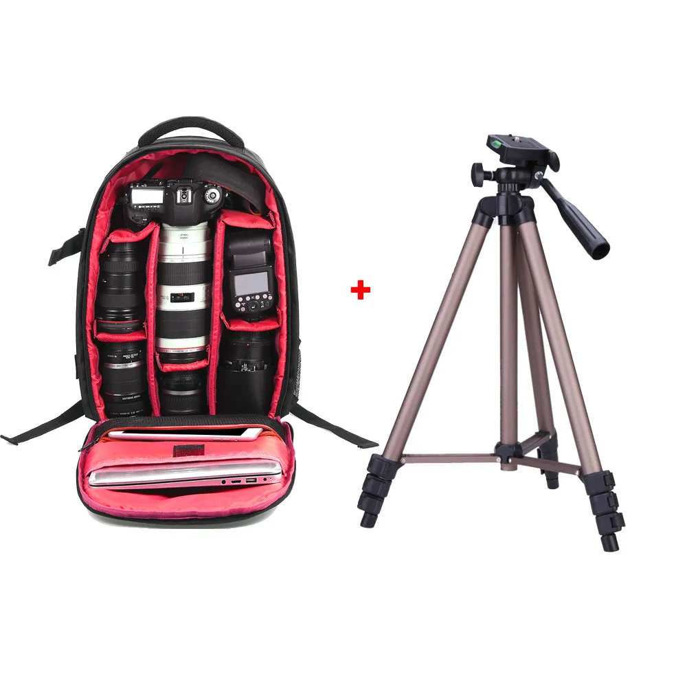 red with Tripod Камера andoer рюкзак Открытый износостойкий dslr сумка видео сумка водостойкая многофункциональная дышащая фотография горячая распродажа - Цвет: red with Tripod