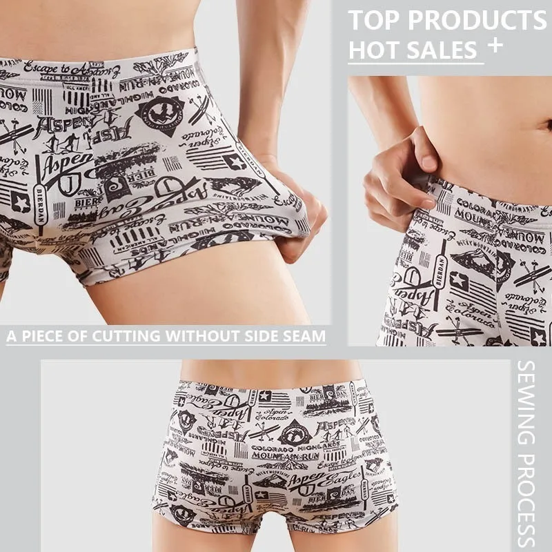 4 шт./лот мужские трусы боксеры с принтом мужское нижнее белье из хлопка u образный