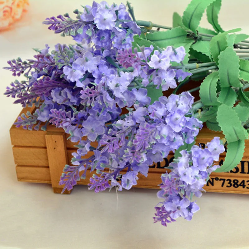 Light Purple 10 шт. 35 см украшение Романтический Прованс цветок лаванды шелковые искусственные цветы зерно декоративная Имитация водных растений - Цвет: Light Purple
