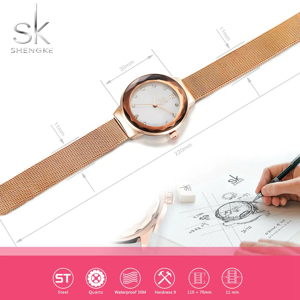SK 2018 новые модные часы Montre Femme из нержавеющей стали серебряные наручные роскошные