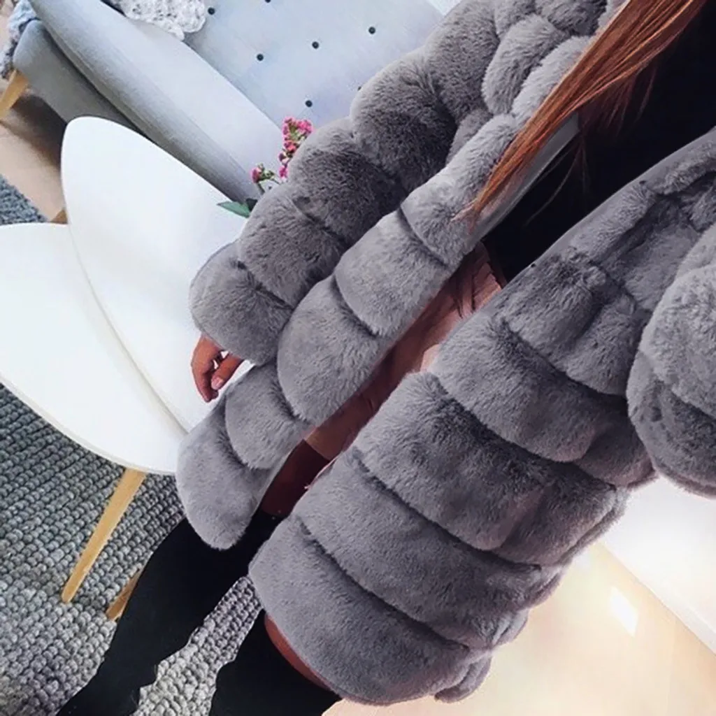 Stylish Bar Vintage Fluffy Faux Fur Coat Women Short Furry Fake Winter Outerwear Pink Lady Autumn Casual Party Overcoat | Женская одежда