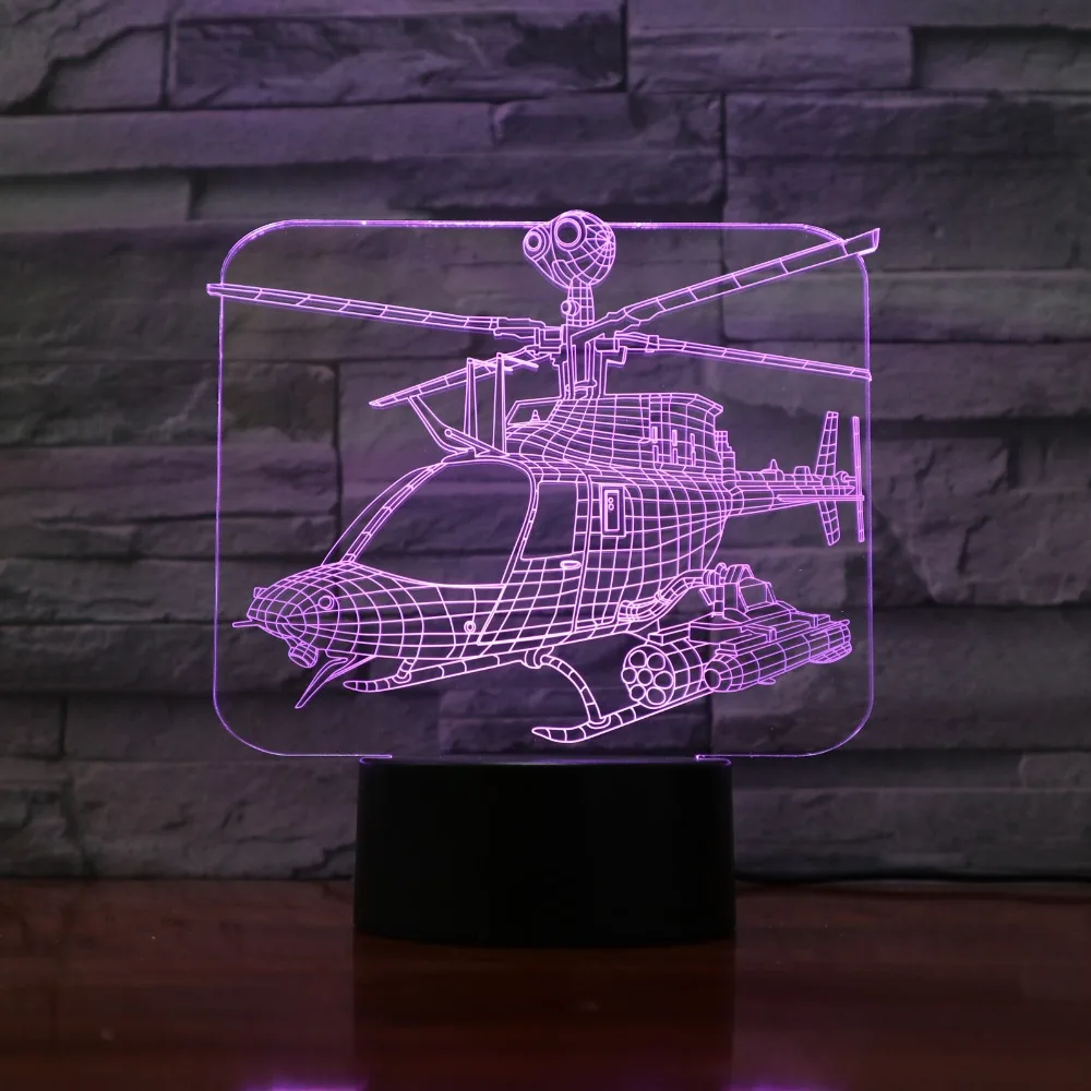 

New Helicopter 7 Colors Changing Nightlight Atmosphere Light 3D Mood Touch Lamp Home Decor Kids Gift Drop Shipping Table Lamp