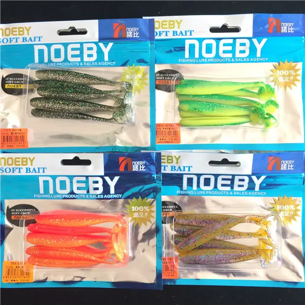 Noeby, 24 штуки, 9 см, 4,3 г, силиконовая приманка, мягкие приманки, Т-образный хвост, плавающие приманки, мягкие рыболовные приманки, двойной цвет, воблер, приманка для ловли карпа - Цвет: 050709011 3118L
