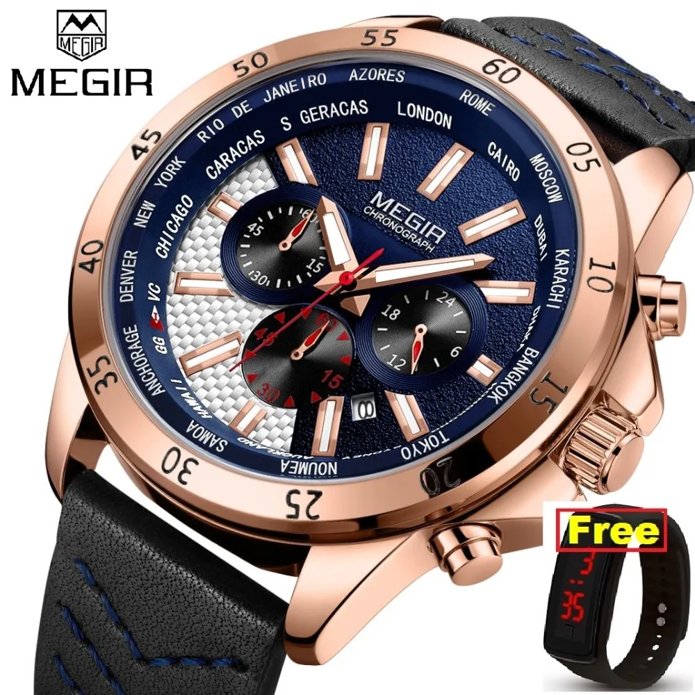 Erkek Kol Saati MEGIR Watch Men Fashion Sport Quartz Mens Watches Top Brand Luxury Military Relogio Masculino Zegarek Mesk | Наручные
