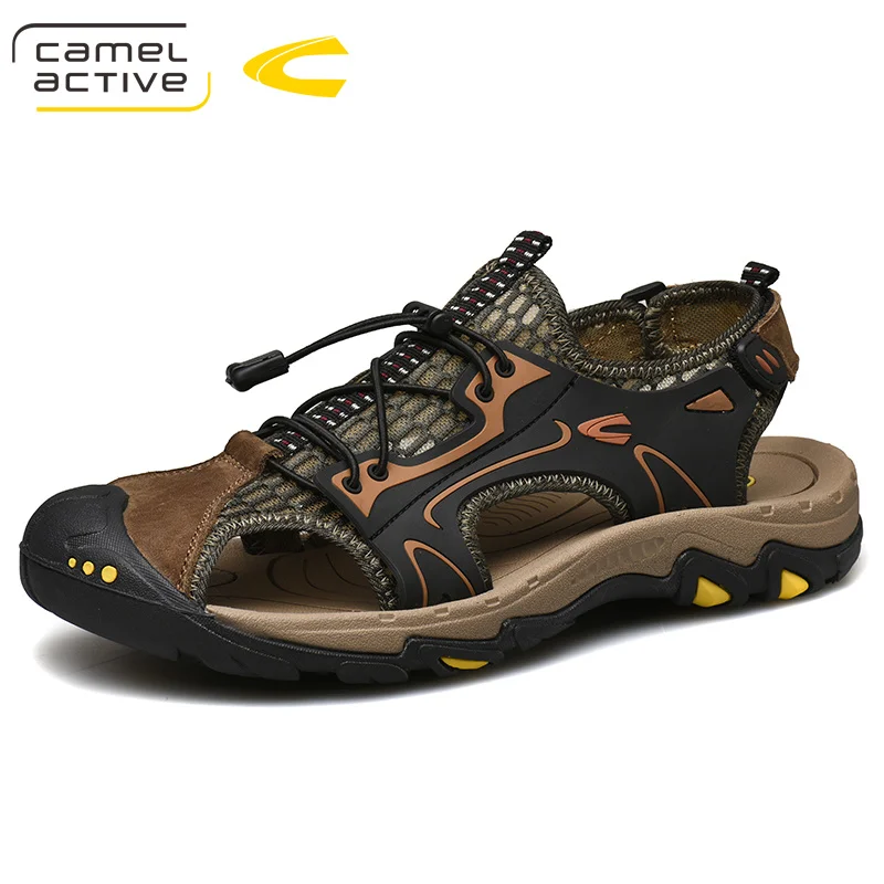 Camel Active/Новинка года; мужские сандалии; удобная дышащая обувь из натуральной кожи; мужские пляжные сандалии; легкая мужская обувь - Цвет: Хаки