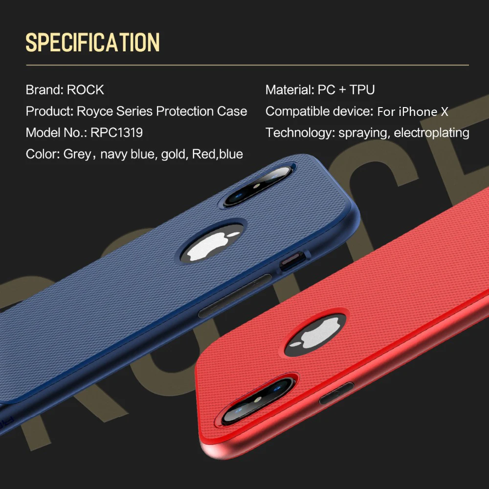 Royce Series для IPhone X случае рок-чехол для телефона для iPhone X задняя крышка Роскошные Hybrid PC+ TPU гальваническим Корпуса для iphonex