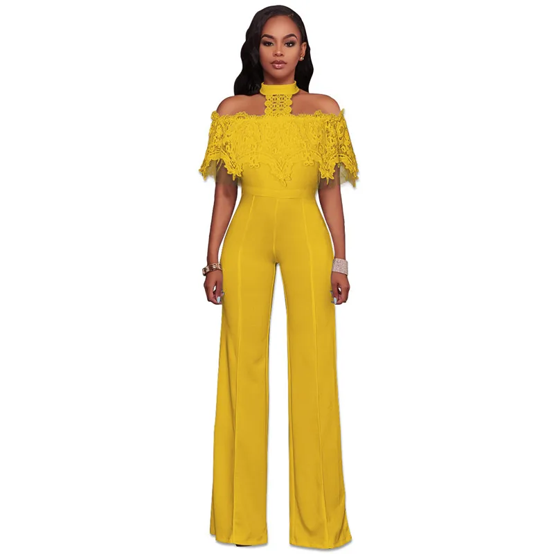 2019 сексуальные модные женские комбинезоны с открытыми плечами кружевными
