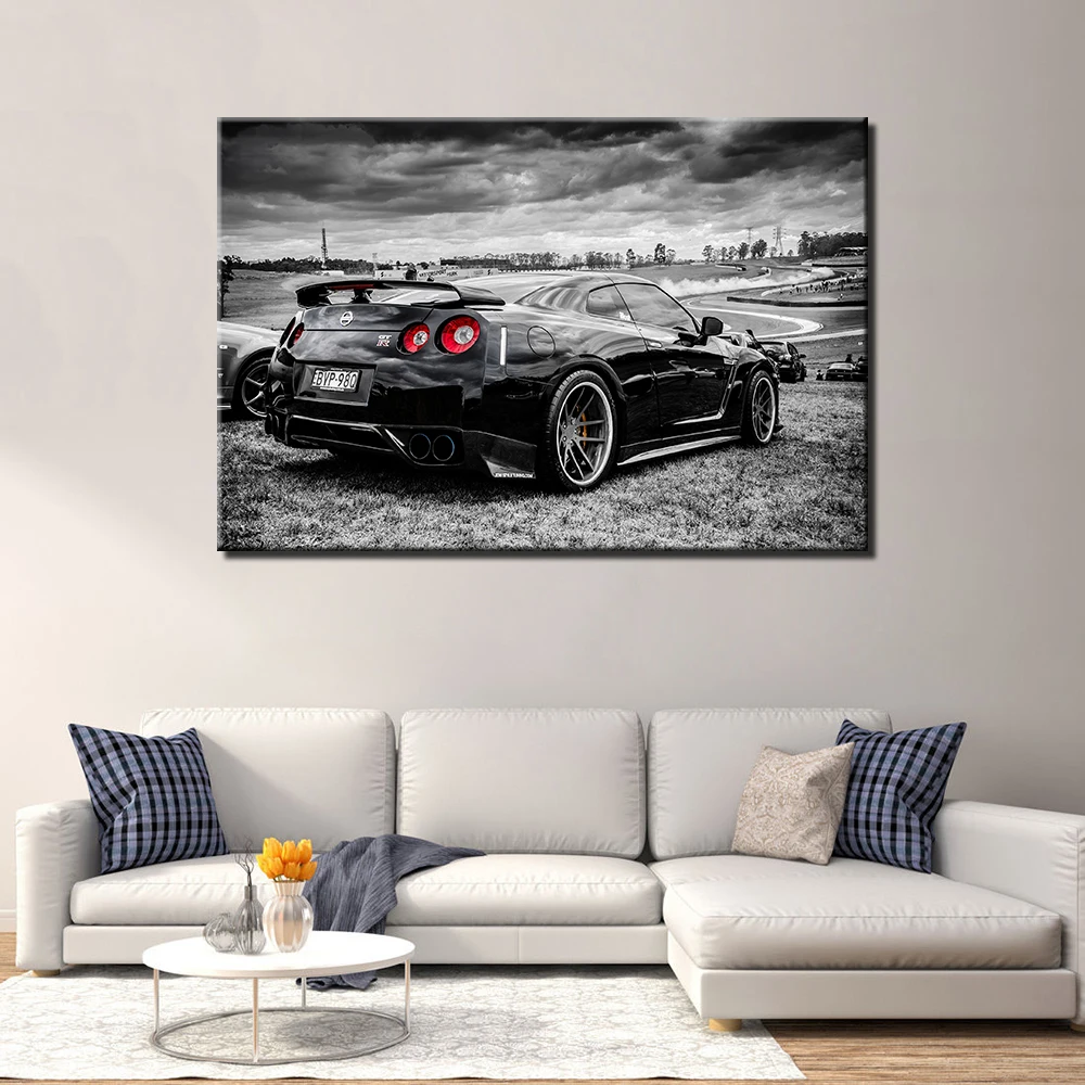 Nissan GTR рамка «сделай сам» автомобиля плакат и печатная графика Картина на холсте, украшение стены искусства фотографии для Гостиная A01