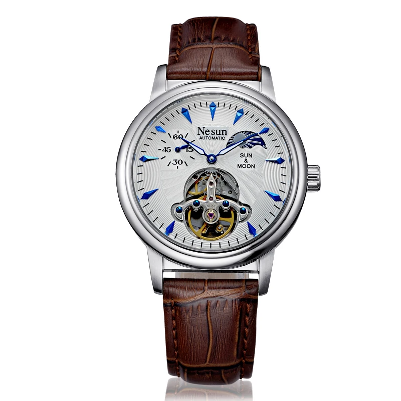 Мужские часы Nesun Skeleton Tourbillon швейцарские роскошные брендовые автоматические с