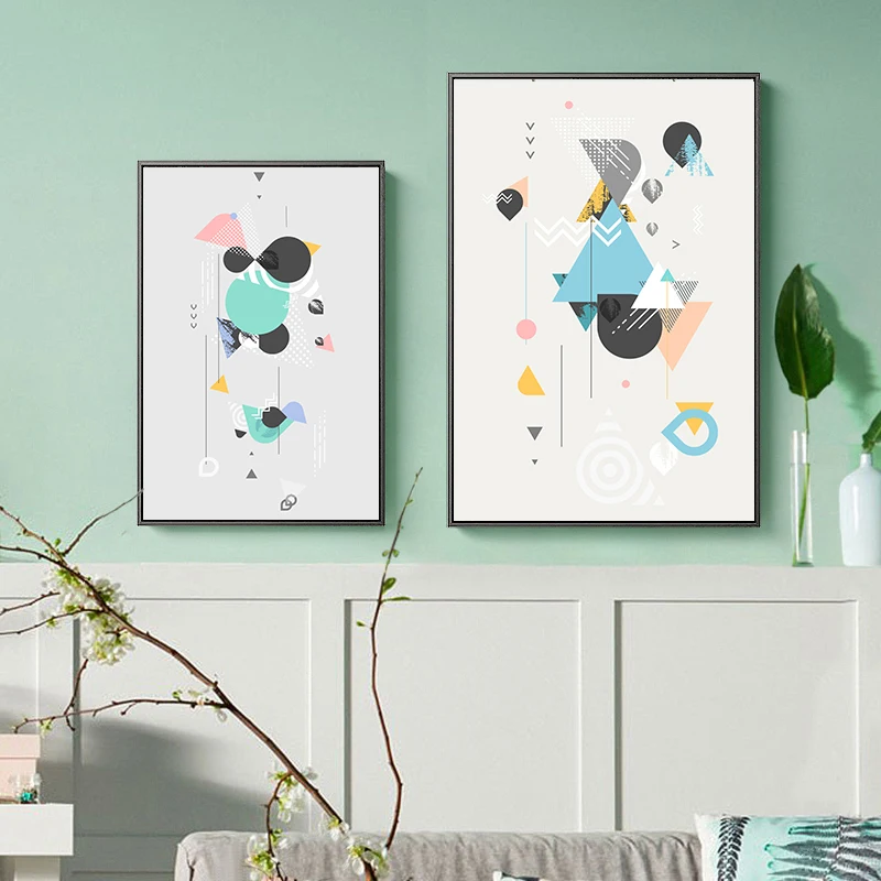 Акварельные картины Современная печать абстрактная красочная Геометрическая