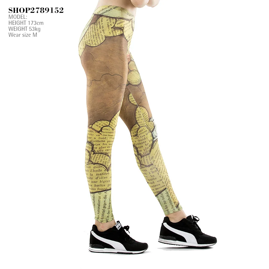 Ретро узор Леггинсы сексуальный фитнес леггинсы брюки для женщин Athleisure тонкий