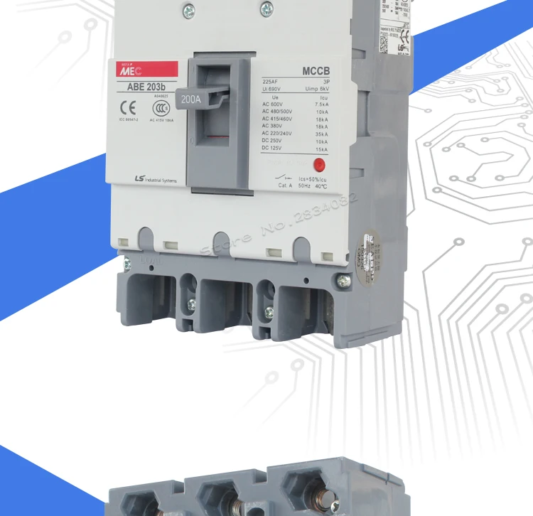50A 60A 75A 100A 125A 150A 175A 200A 225A литом корпусе 3 P 3 pole 50 Гц 600 В ABE-203b