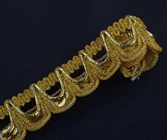 20 ярдов ремесло тканые золотые блестки ткань кружевная отделка Лента для