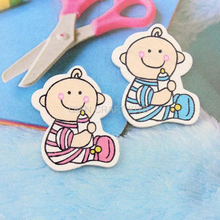250pcs Large lovely Kids Wood Baby Cabochons Pendants for diy jewelry scrapbook bags crafts 31mm mix color display | Украшения и