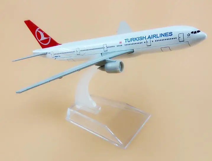 Модель самолета Boeing 777 летательный аппарат Turkey Airline B777-300 16 см металлический