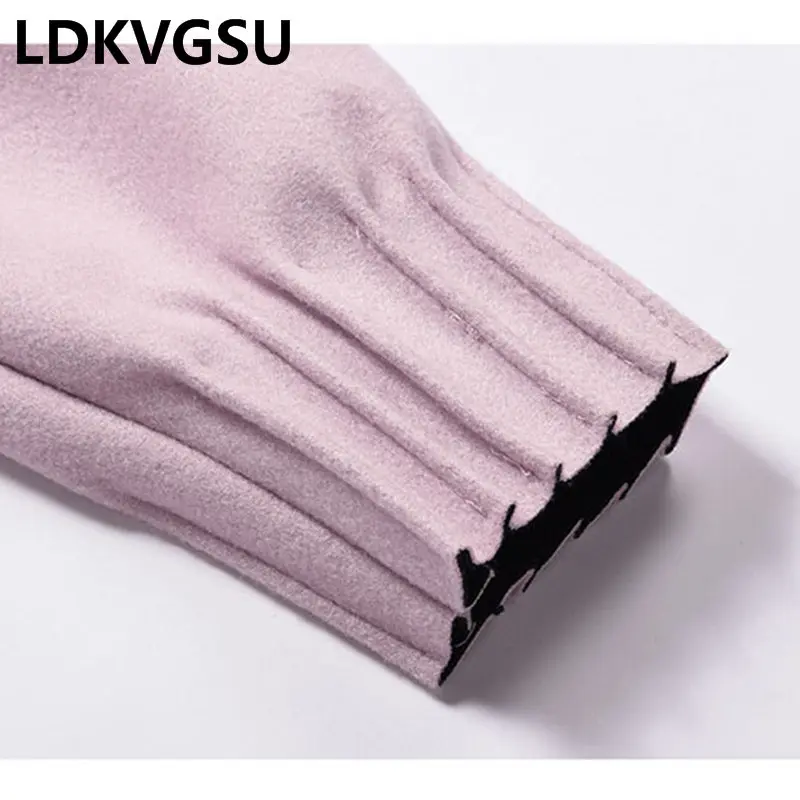 

Woolen Coat Female Long Section 2018 Autumn Winter New Korean Loose Fashion Suit Collar Single Breasted Wool Coat Tie Is1036