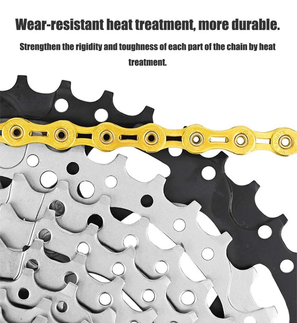 MTB Bicycle Chain 8 9 10 11 Speed Road Bike Full Hollow Chain Mountain Bike Half Hollow Chain Golden Silver Colour VG Sports