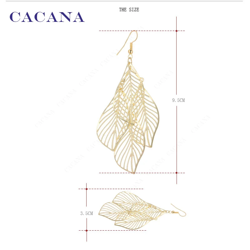 Длинные серьги CACANA для женщин красивые с листьями бижутерия Лидер продаж No. A479 A480