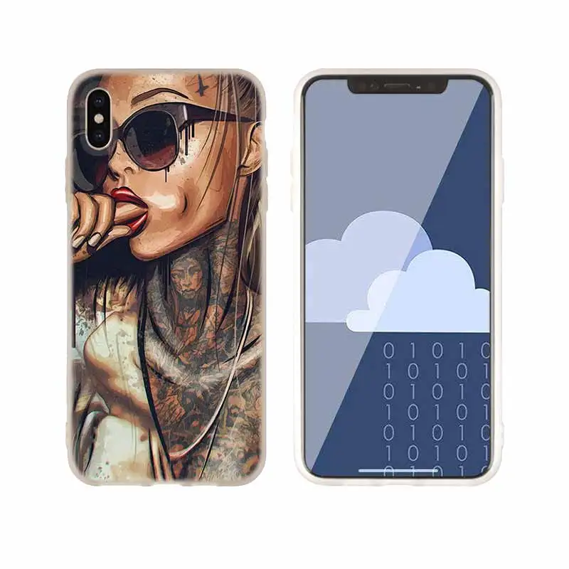 as the picture 02 Чехол для телефона s, силиконовый мягкий чехол для iPhone 11 Pro X XS Max XR 6 6S 7 8 Plus 5 4S SE, сексуальный чехол с татуировкой для девушек, классный чехол Xi - Цвет: as the picture 02